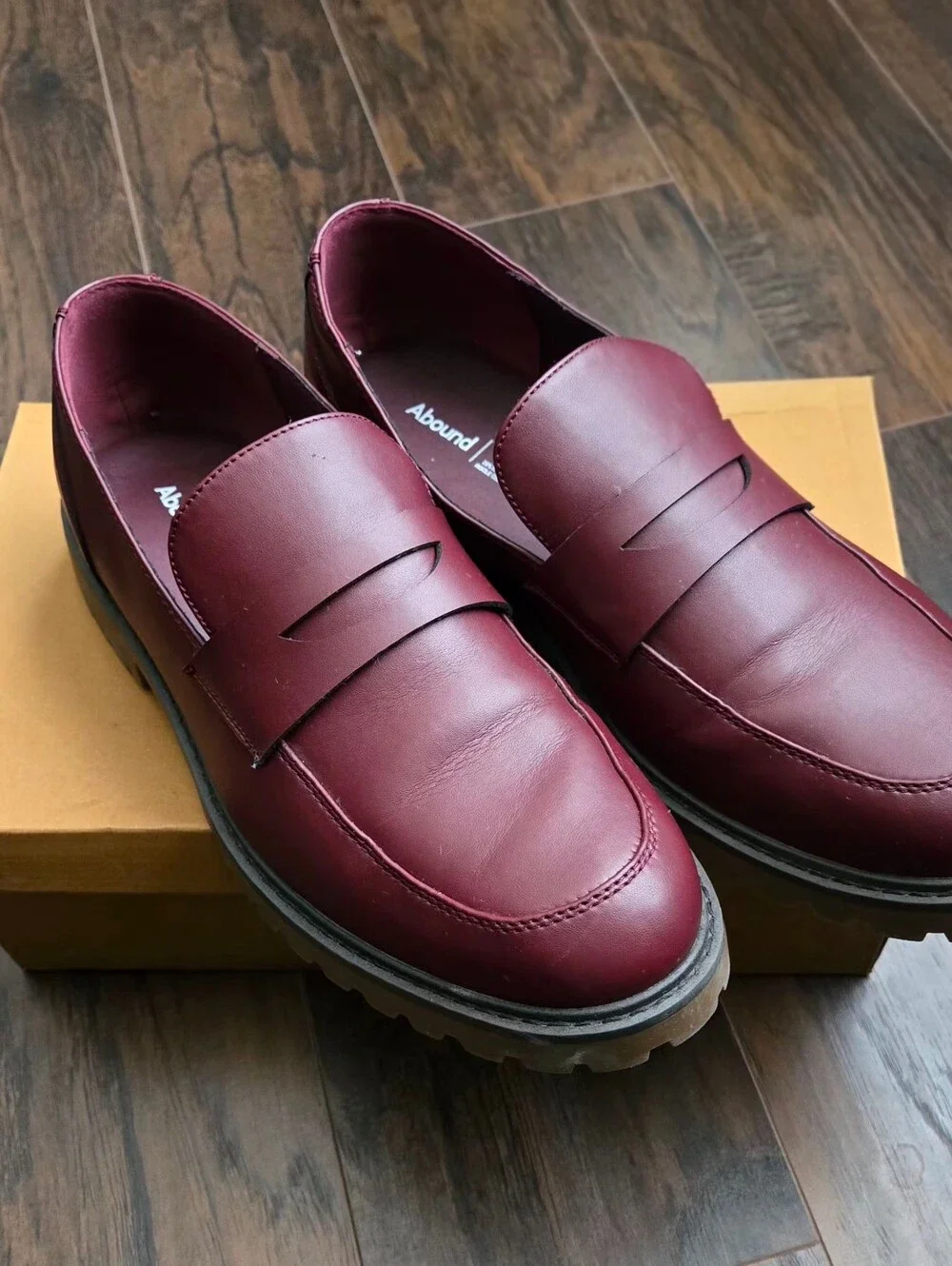 Abound Men's Burgundy PU Leather Penny Loafers
